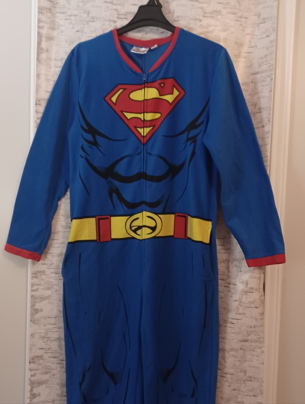 Superman Fleece Onesie Unionsuit Men's Sz L